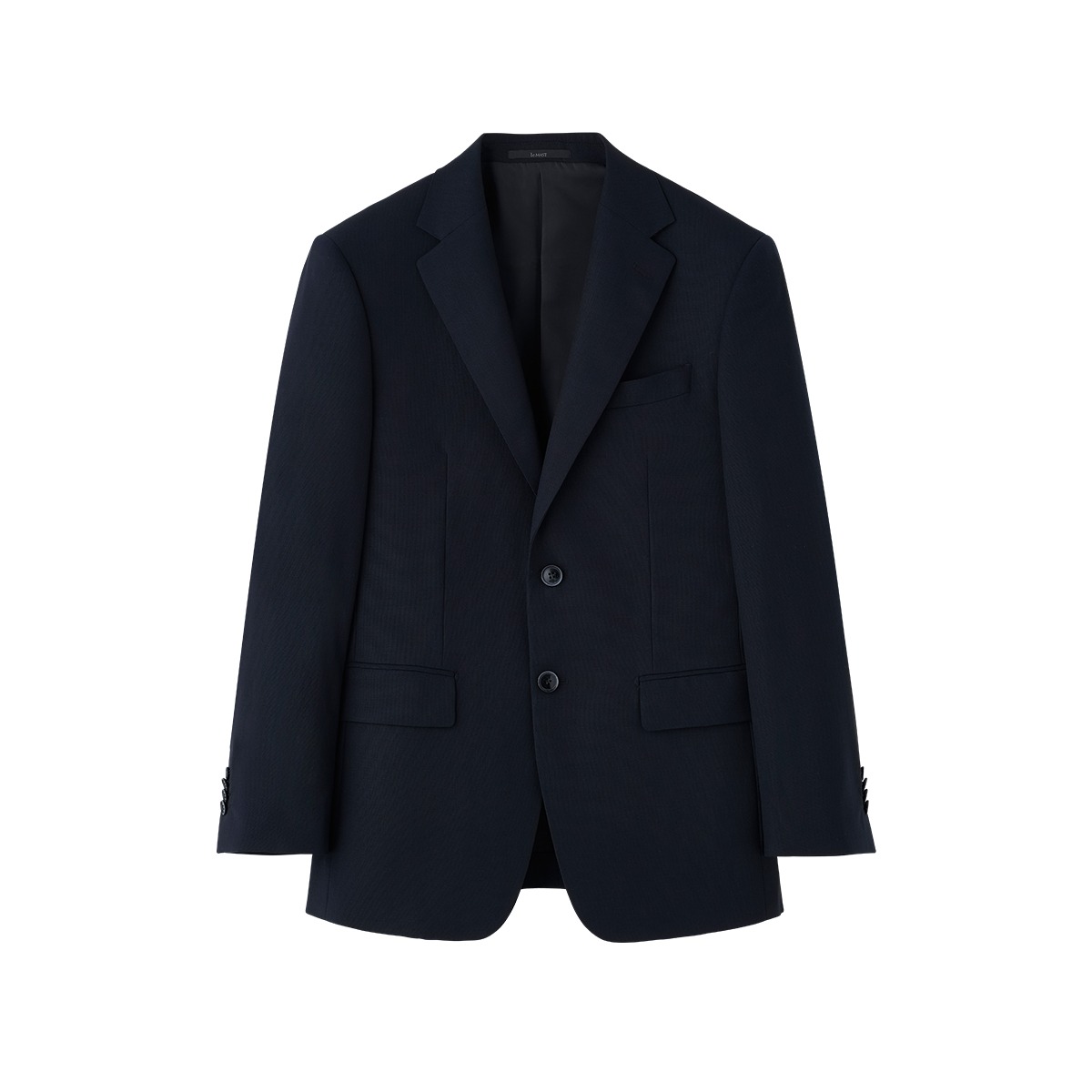 Navy Solid Wool-Blend Stretch Suit