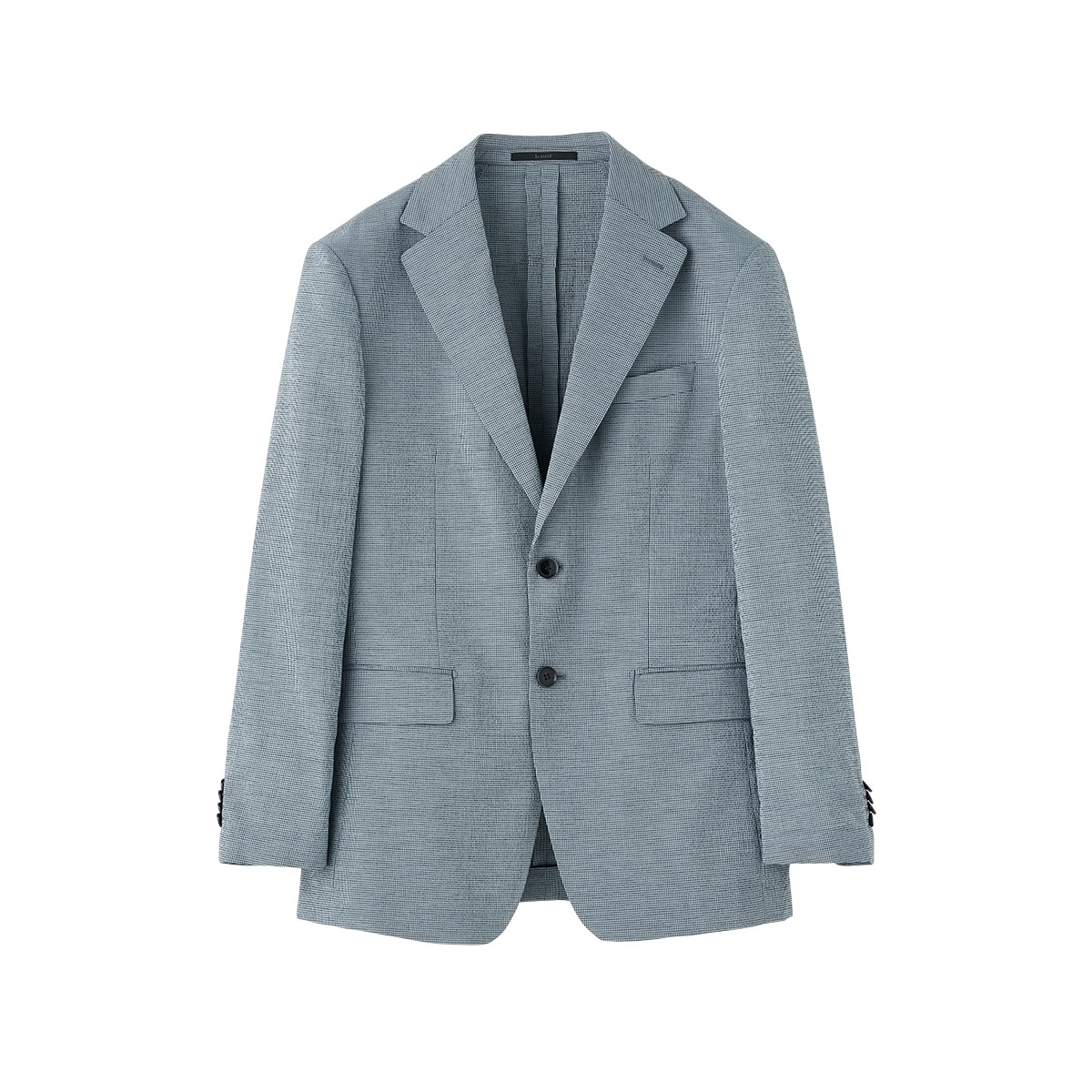 Blue Check Wool-Blend Stretch Seersucker  Jacket