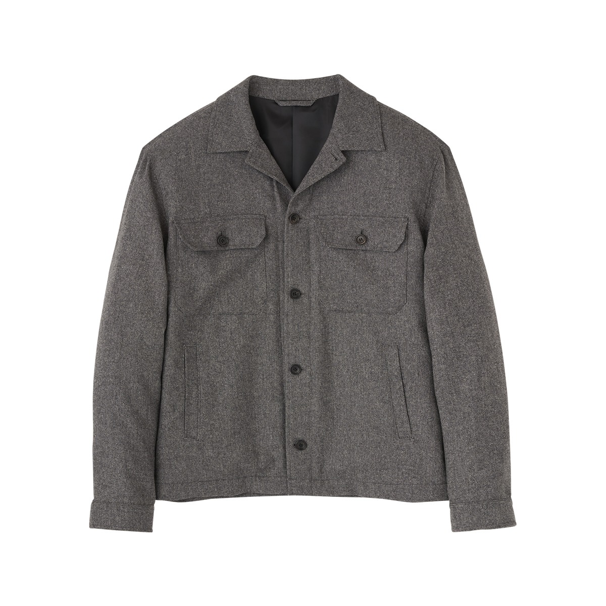 Grey Wool-Blended Shirket