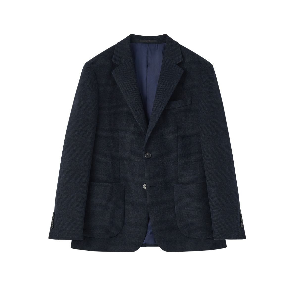 Navy Check Wool Blended Jacket