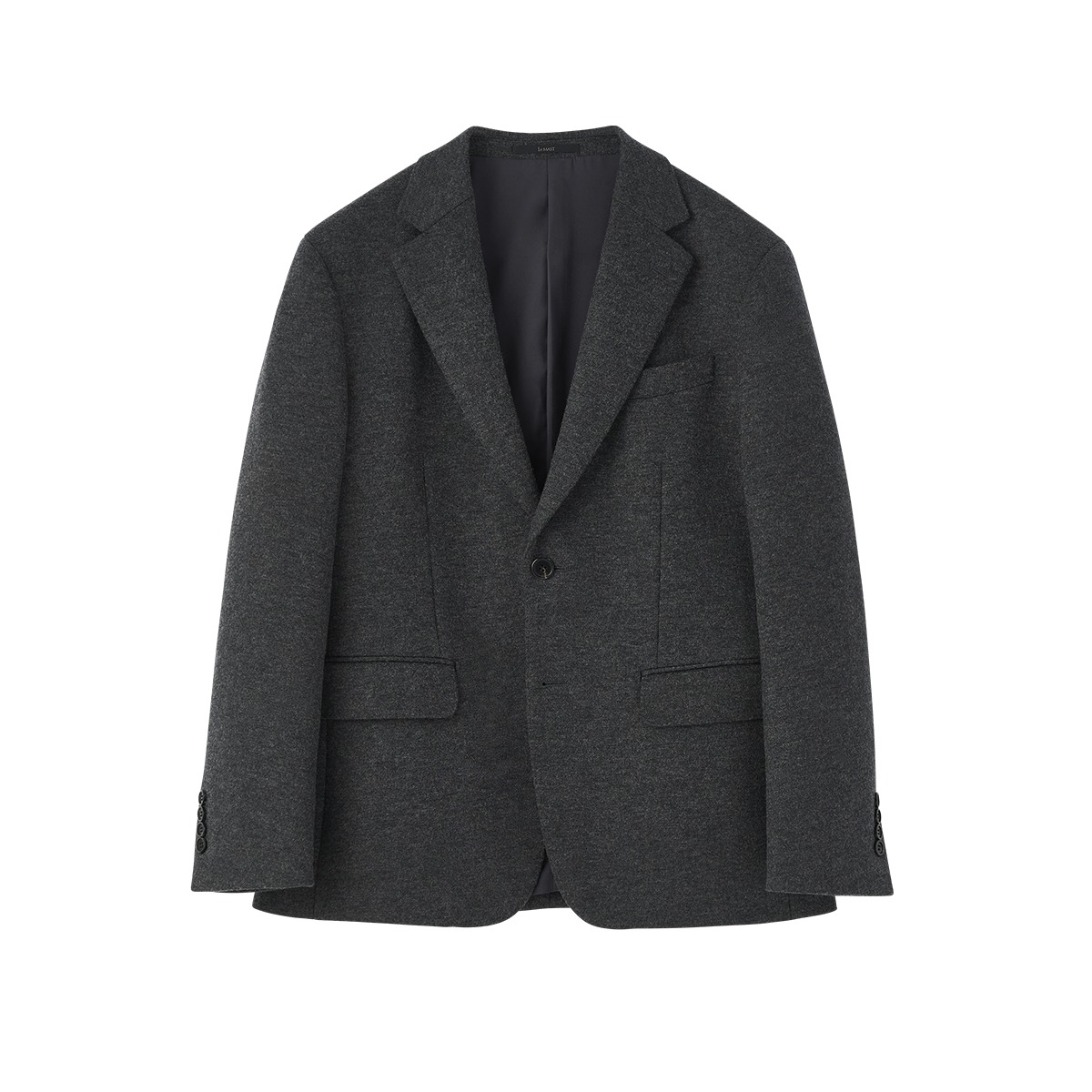 Grey Solid Wool Blended Jersey Jacket