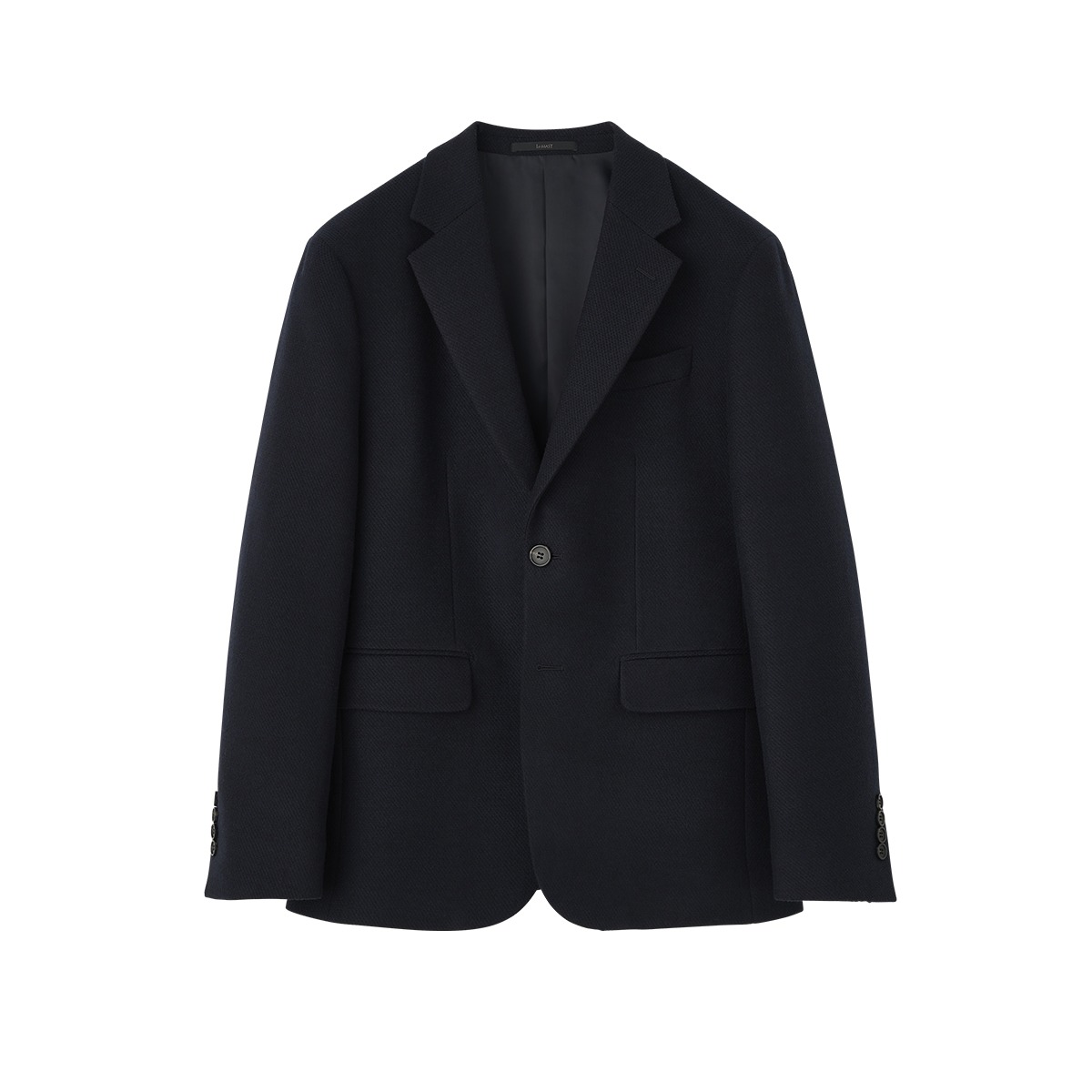 Navy Solid Wool Blended Jacket