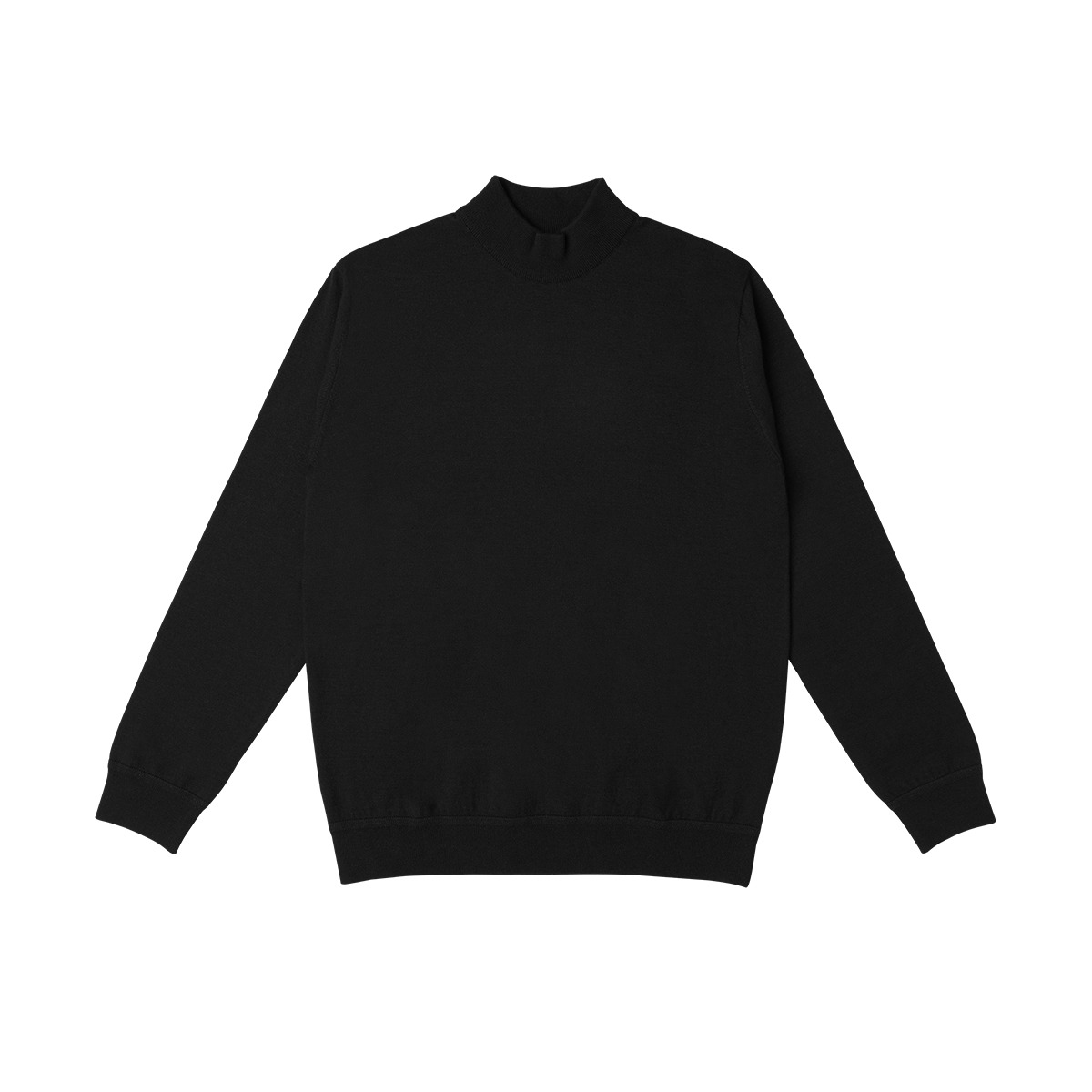 Black Solid Mock neck Sweater
