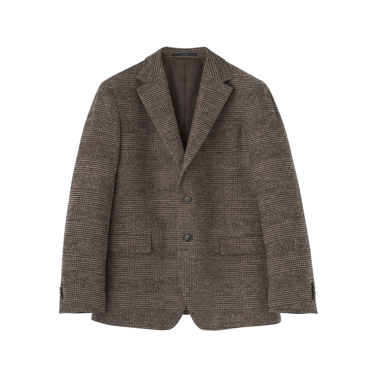 Grey Checked Wool-Blended Jacket