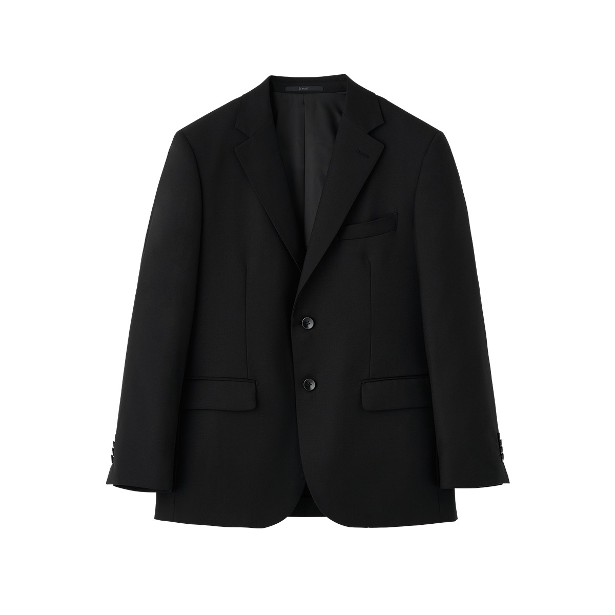 Black Solid Wool Suit