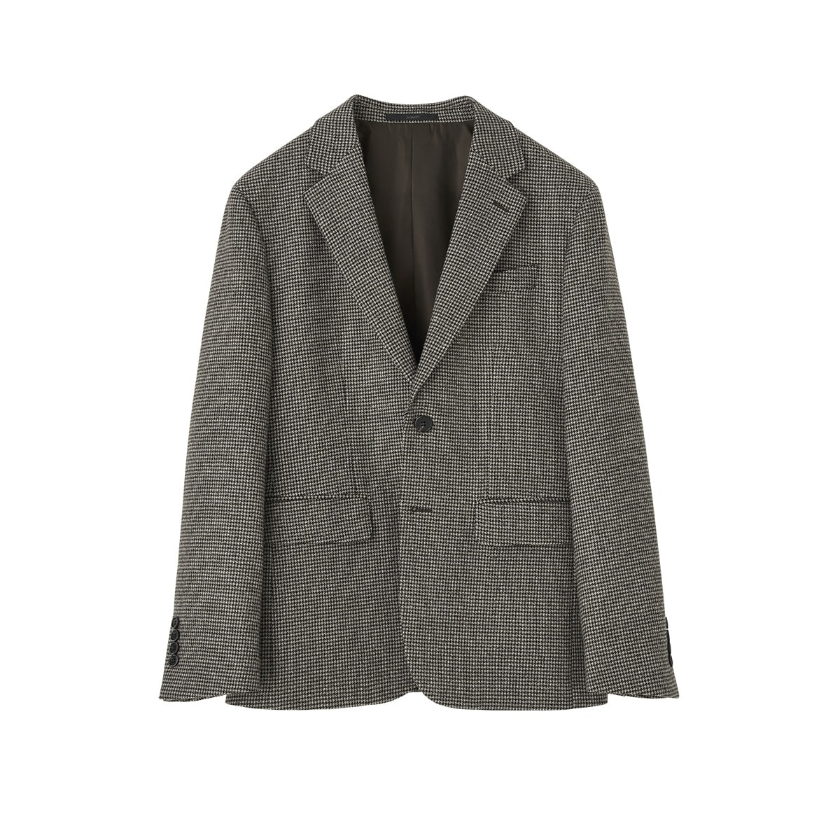 Brown H/Tooth Check Wool Stretch Jacket